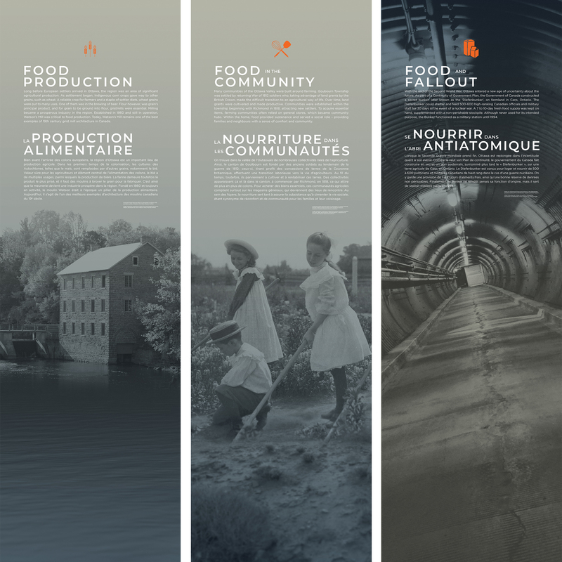 Morsels of Memory title panels – Graphic design by Trina Cooper-Bolam for the Ottawa Museum Network and the City of Ottawa