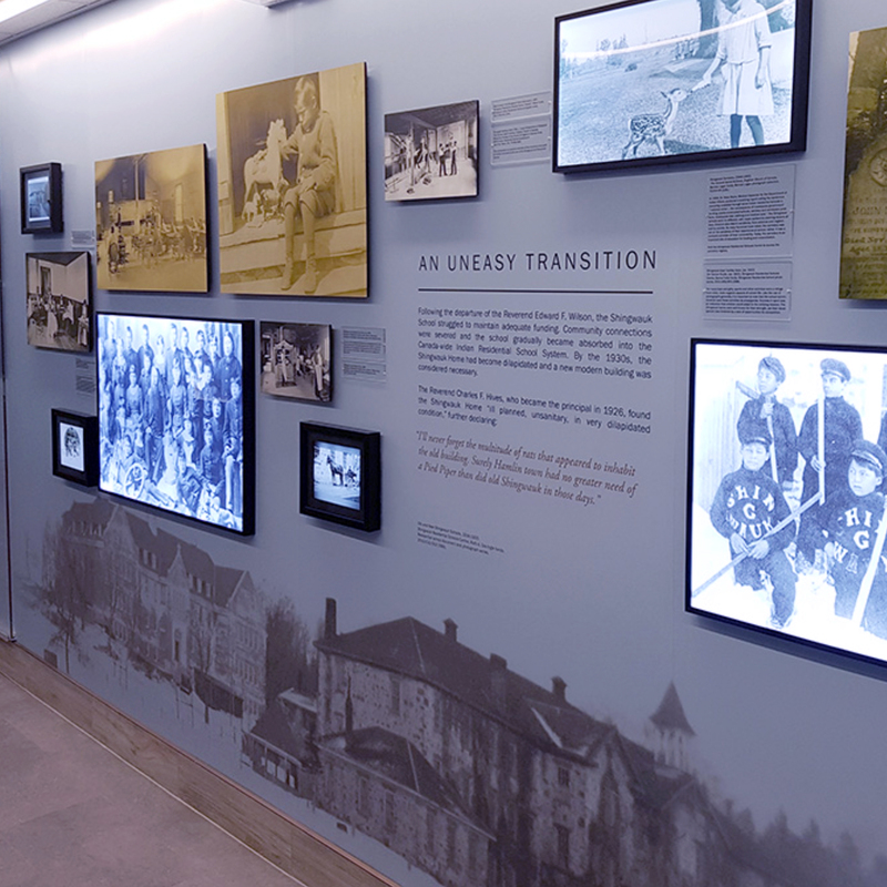 View of Reclaiming Shingwauk Hall – 
Interpretation and design by Trina Cooper-Bolam for the Children of Shingwauk Alumni Association and Algoma University